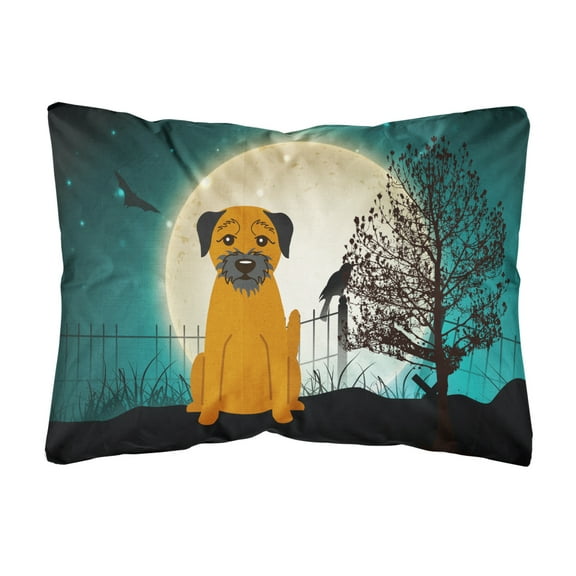 Carolines Treasures BB2229PW1216 Halloween Scary Border Terrier Canvas Fabric Decorative Pillow, 12H x16W, multicolor