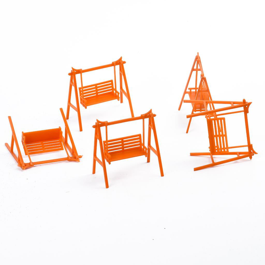 5pcs Dollhouse Toy Plastic Swing Chair Set for Street Railways Park 1:50 O