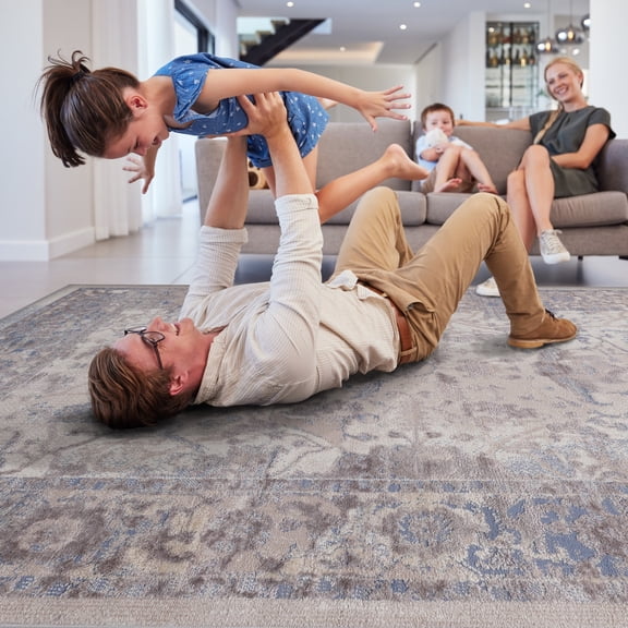 8X10 ft Traditional Area Rug,Large Stain Resistant Soft Carpet for Living Room