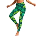thumbnail image 2 of Oksale Yoga Pants Women Elastic High Waisted Workout Leggings Plus Size St.Patrick Day Tights Cozy Lightweight Tummy Control Jeggings Green 3XL, 2 of 10