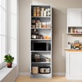 thumbnail image 5 of Kitchen Pantry Storage Cabinet 75" Tall 4 Doors Wood Freestanding Cupboard with Open Countertop and Adjustable Shelves Utility, 5 of 7
