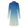 thumbnail image 7 of Women's Casual Fashion High Neck Long Sleeve Print Midi Dress with Gradient Design, Fall and Winter Dress for Stylish Everyday Wear, Elegant and Cozy,Blue,L, 7 of 7