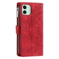 thumbnail image 5 of Nalacover for iPhone 11 Embossed Floral Pattern PU Leather Crossbody Case with Shoulder Strap,Shockproof Magnetic Flip Kickstand Credit Card Slots Zipper Pocket Wallet Phone Case,Red, 5 of 11