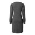 thumbnail image 5 of Women Knit Dress Puff Long Sleeve Dress For Fall Winter Round Neck Casual Tunic Dress Sporty Dress for Women Summer Fashion Women Dresses Summer Deep V Dress Maxi Summer Dress for Women T Shirt Dress, 5 of 5