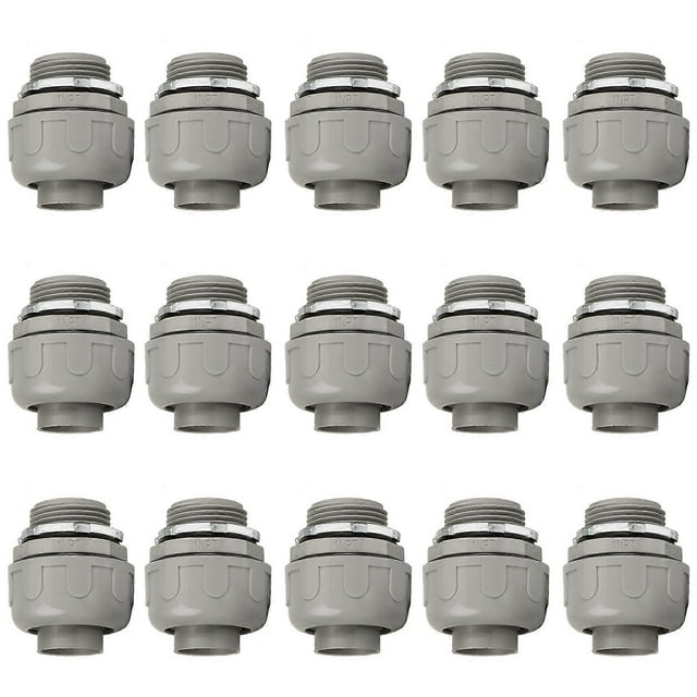 Conduit Connectors, 1 Inch Liquid Tight Connector NPT Non-Metallic for PVC Electrical Fittings, 180°