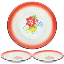 Raindrops Plate for Serving Food Retro Round Dishes Enamel Assorted Color 3pcs 7.9x7.9in