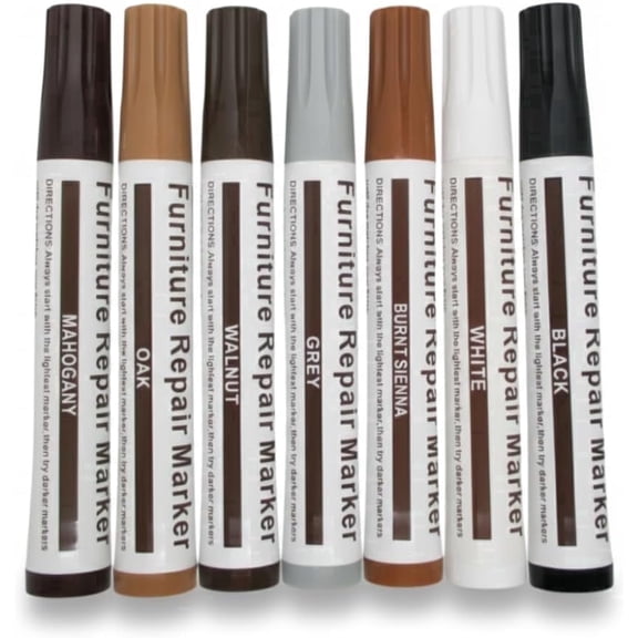 Wood Furniture Repair Marker Set – Pack of 7 Multi-Tone Touch Up Pens for Scratch Restoration and Surface Blending