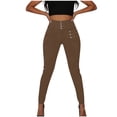 thumbnail image 5 of hlysgo Womens Jeggings Pants High Elastic Waist Casual Stretch Pant Fashion Business Officewear Trousers with Pockets Coffee,S, 5 of 6