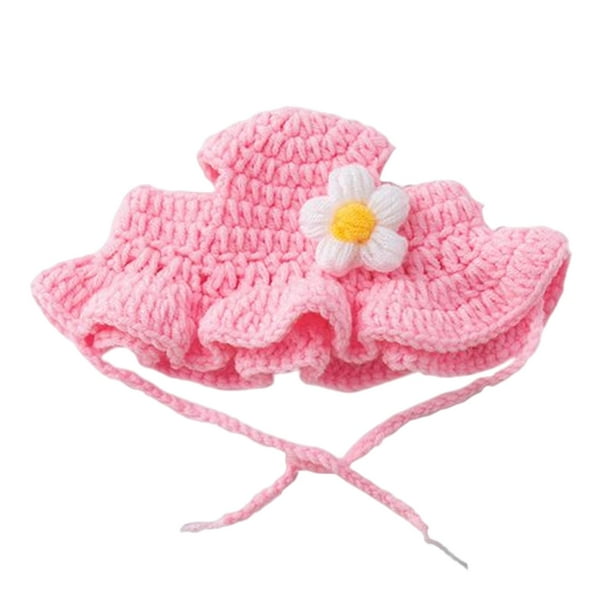 Gorro de gato tejido a mano, gorro de para mascotas, gorro de dibujos animados para Navidad, Halloween, accesorios de disfraz de acción de Rosado Gloria Gorro de gato de punto