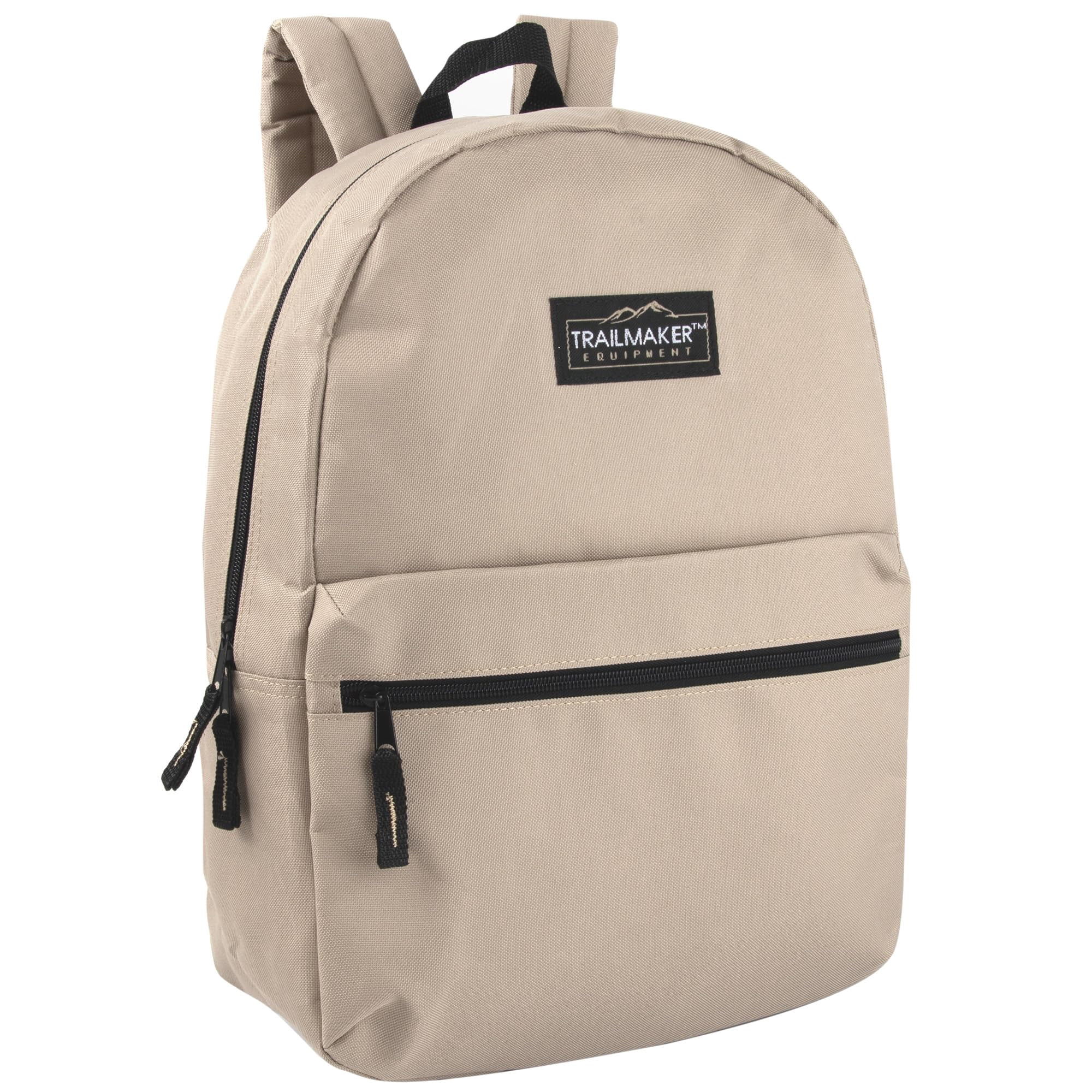Trail Maker 24 Pack of Bulk Wholesale Basic and Classic 17 Inch Backpacks with Front Accessory Pocket and Dual Zipper Closure for Travel & Commuting in Assorted 12 Color Pack