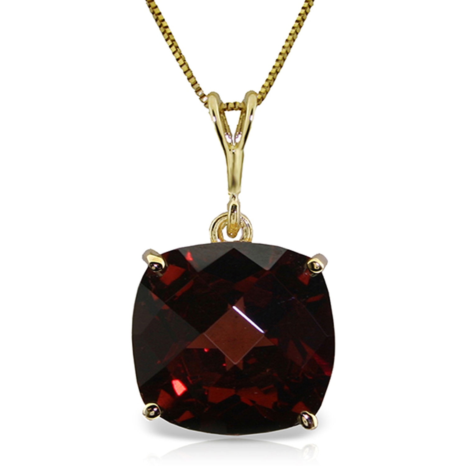 Galaxy Gold 14K Solid Gold Natural Garnet Pendant Necklace for Women - Yellow Gold Fine Jewelry