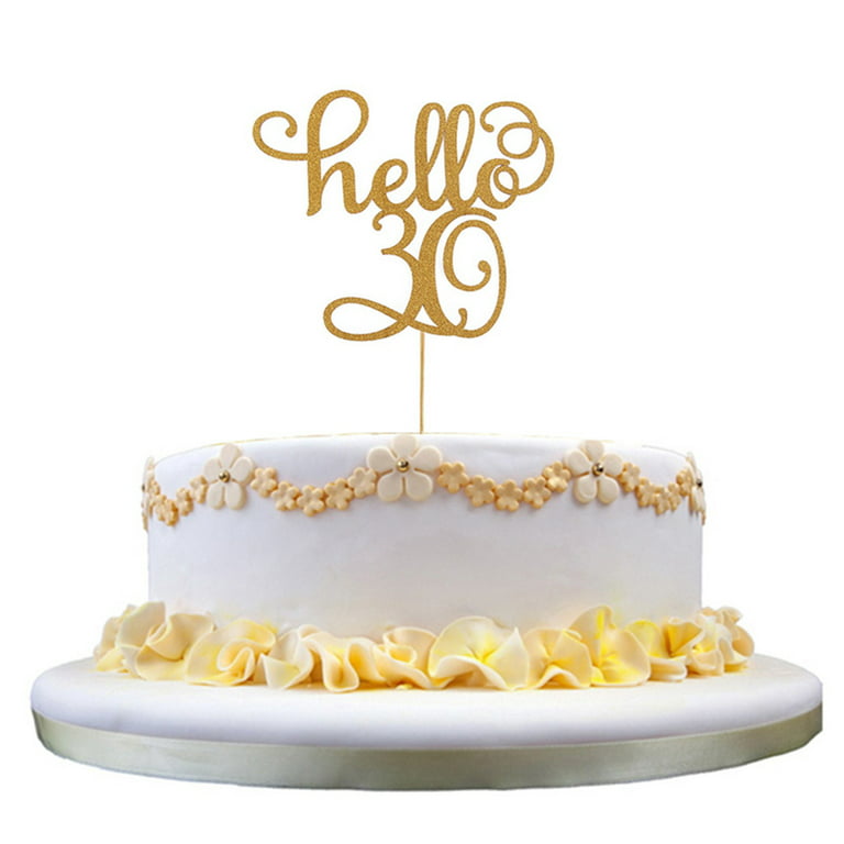 Gold Glitter 30th Birthday Cake Topper, Gold Birthday Cake Topper, Gold  Cake Decorations, Gold Glitter Party Cake Topper 
