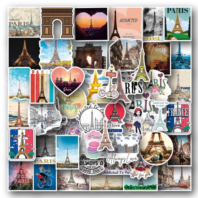 50 nuevas pegatinas de graffitis obsesionadas con París, pegatinas impermeables para cuadernos de equipaje