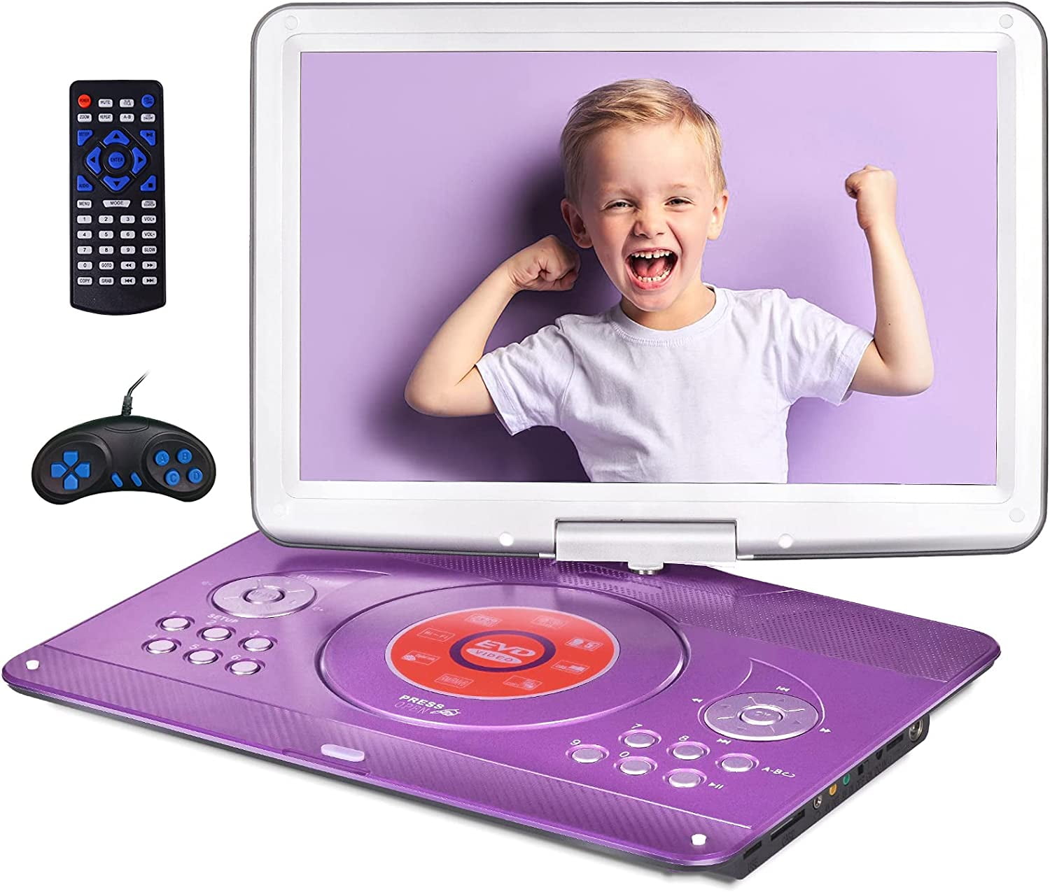 JEKERO 16.9" Portable DVD Player with 14.1" Large Swivel Screen, DVD