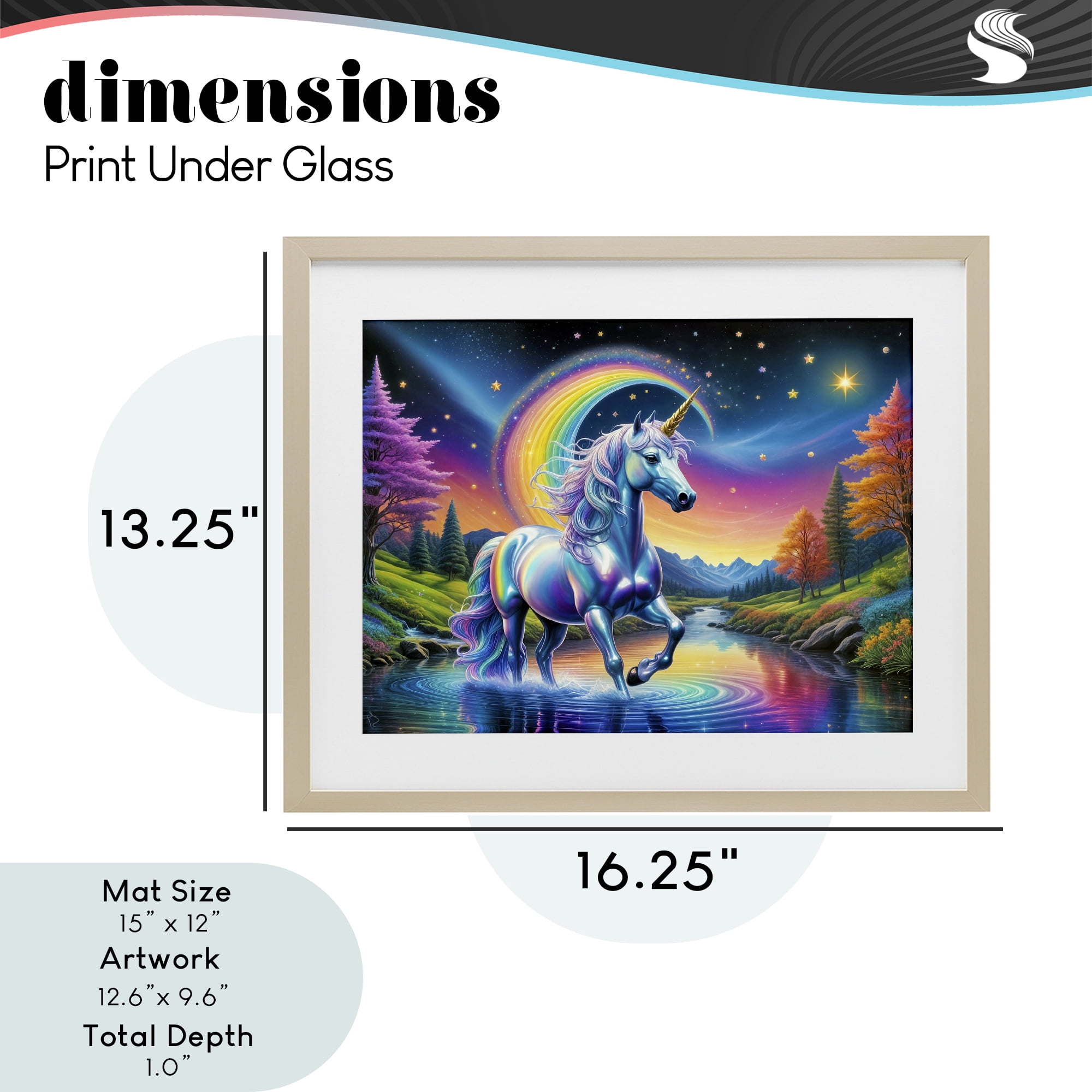 Stupell Industries Rainbow Prism Unicorn Birch Framed Print Under Glass, design by Tabz Jones