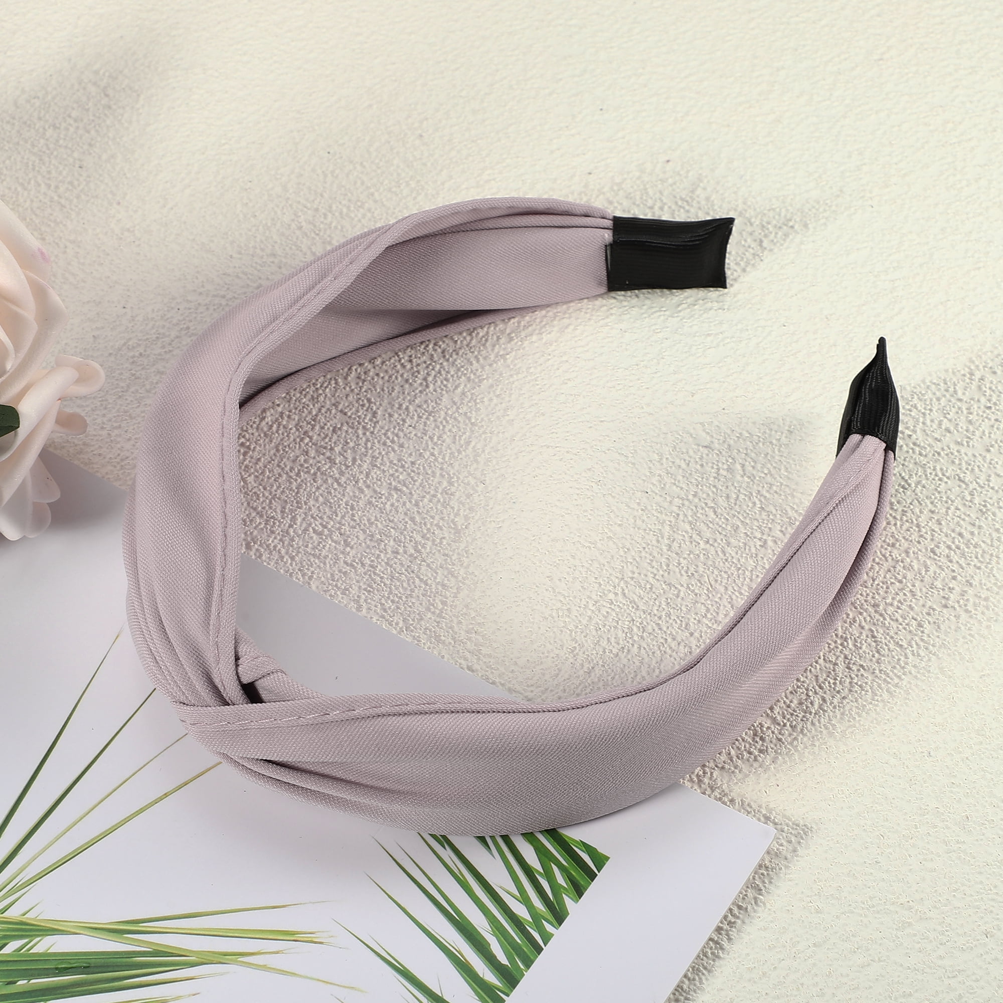 Unique Bargains Satin Knotted Headband Hairband for Women 1.2 Inch Wide Pink