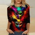 thumbnail image 4 of Womens Mardi Gras Tee Shirts Carnival Masked Graphic Crew Neck T Shirt Casual Fat-Tuesday Long Sleeve Party Tops Festival Mardi Gras Outfit 2026, 4 of 5
