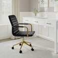 thumbnail image 2 of Martha Stewart Upholstered Office Chair in Black/Polished Brass, 2 of 12
