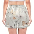 thumbnail image 3 of Women's Satin Pajama Shorts Elegant Silk Flowers with Pockets, Elastic Waist Sleep Lounge Shorts, 3 of 7