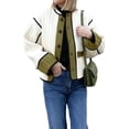 thumbnail image 2 of Chaquetas para Mujer, , Ligeras, Acolchadas, de Larga, Estilo Motero, con Bloques de Color Verde XL, 2 of 9