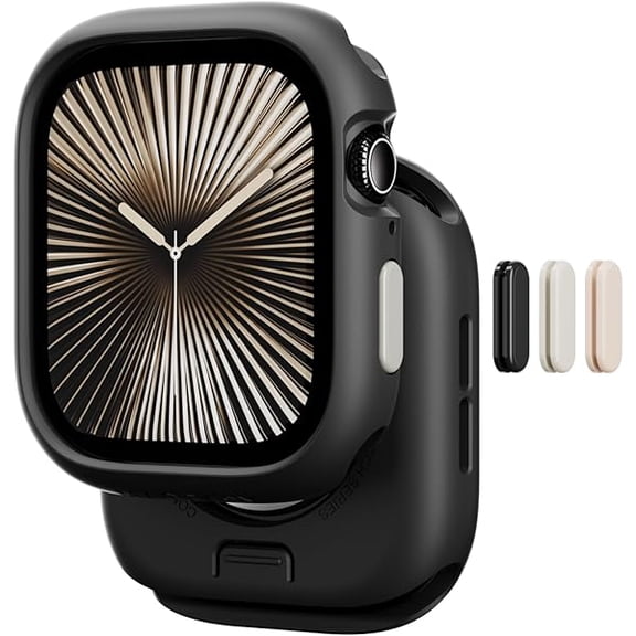 wonima01 Designed for Apple Watch Series 11 Case 42mm | Shockproof Silicone Bumper with Customizable Buttons, Military Grade Durable Protective iWatch Cover, Skin Series - Black