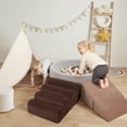 thumbnail image 4 of Foam Climber with Tent & Ball Pit – Toddler Climbing Toys, Indoor Soft Play Playground Climber Blocks, Educational Kids Playhouse in Coffee, Beige, 4 of 10