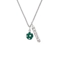 thumbnail image 2 of Delight Jewelry Silvertone 3-D Frosted Green Resin Ornament with Crystals Silvertone Be Strong and Courageous Bar Charm Necklace, 23", 2 of 4