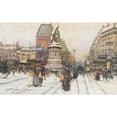 thumbnail image 2 of Eugène Galien-Laloue 24x16 Gold Ornate Framed and Double Matted Museum Art Print Titled - The Place De Clichy in Snow, Paris, 2 of 4