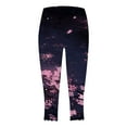 thumbnail image 4 of GHSOHS Leggings for Women Yoga Pants Cropped Leggings for Women Capri Leggings for Women Floral Print Cropped Leggings Knee Length Summer Workout Leggings Casual Comfy Cropped Yoga Pants Yoga Cap,L, 4 of 5