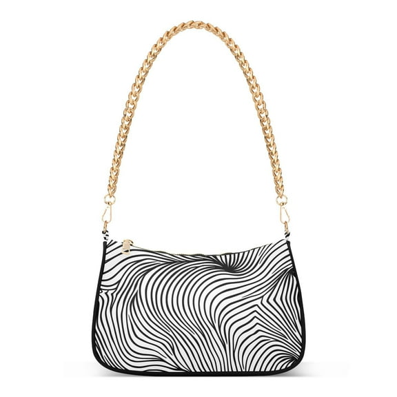 Line Black Women Handbags Shoulder Bag Cross Body Bag with Crossbody Strap Hobo Bags Chain Strap