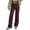 Wine, variant on Women's High Waisted Straight Leg Leather Pants, PU Vegan Pleather Trousers with Pockets, Stretchy Faux Leather Pants for Casual, Club and Night Out Black L