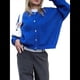 thumbnail image 1 of Cárdigan Corto de Punto para Mujer, Camiseta de Corta con Botones y Cuello Acanalado, Prenda Exterior Y2K. Azul L, 1 of 7