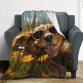 thumbnail image 4 of Happy Dog Blankets Flannel Blanket with Soft Throw Blanket for Couch, Bed, Sofa Luxurious Warm And Cozy for All Seasons, 4 of 8