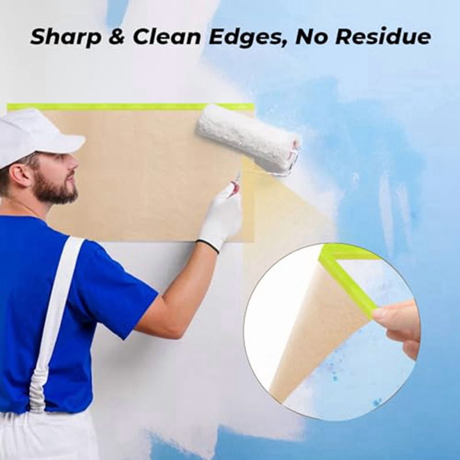 Pre-Taped Masking Paper for Painting, 18 Inchx50 Feet Paint Masking Paper, Tape and Drape Painters Paper, (9 Rolls)