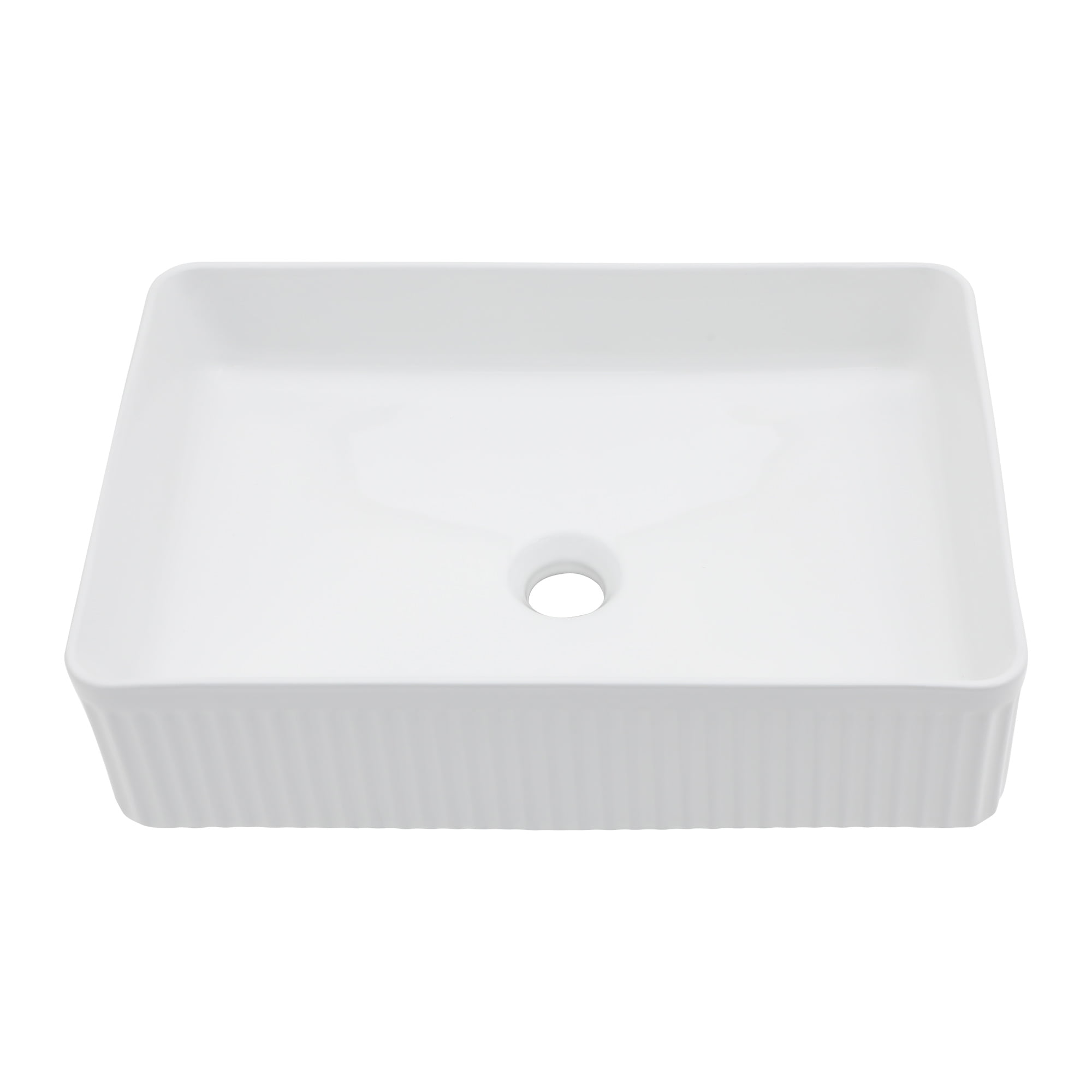 Logmey 19"x13" White Bathroom Vessel Sink Rectangular Ceramic Sink Porcelain Vanity Basin