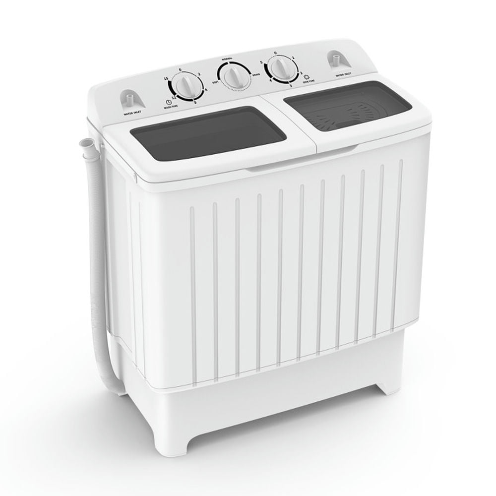 Spaco 20 lbs Washing Machine with Built-in Gravity Drain, Portable Combo Machine with A Twin Tub, Space-Saving Twin Tub Washer for Indoor as Home, Gray