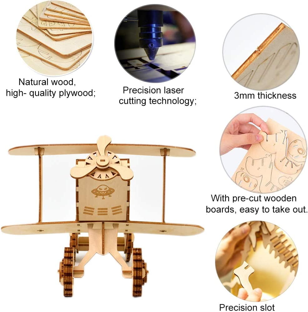 3D Wooden Puzzle for Adults Airplane Model Puzzle Wood Crafts 