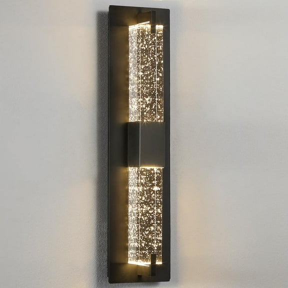 Modern 1-Light Black Dimmable LED Wall Sconce Wall Lighting with Crystal Bubble Glass Shade