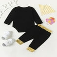 thumbnail image 3 of Letters Print Baby Pants Set  Shiny Romper with Long Sleeve, 3 of 9