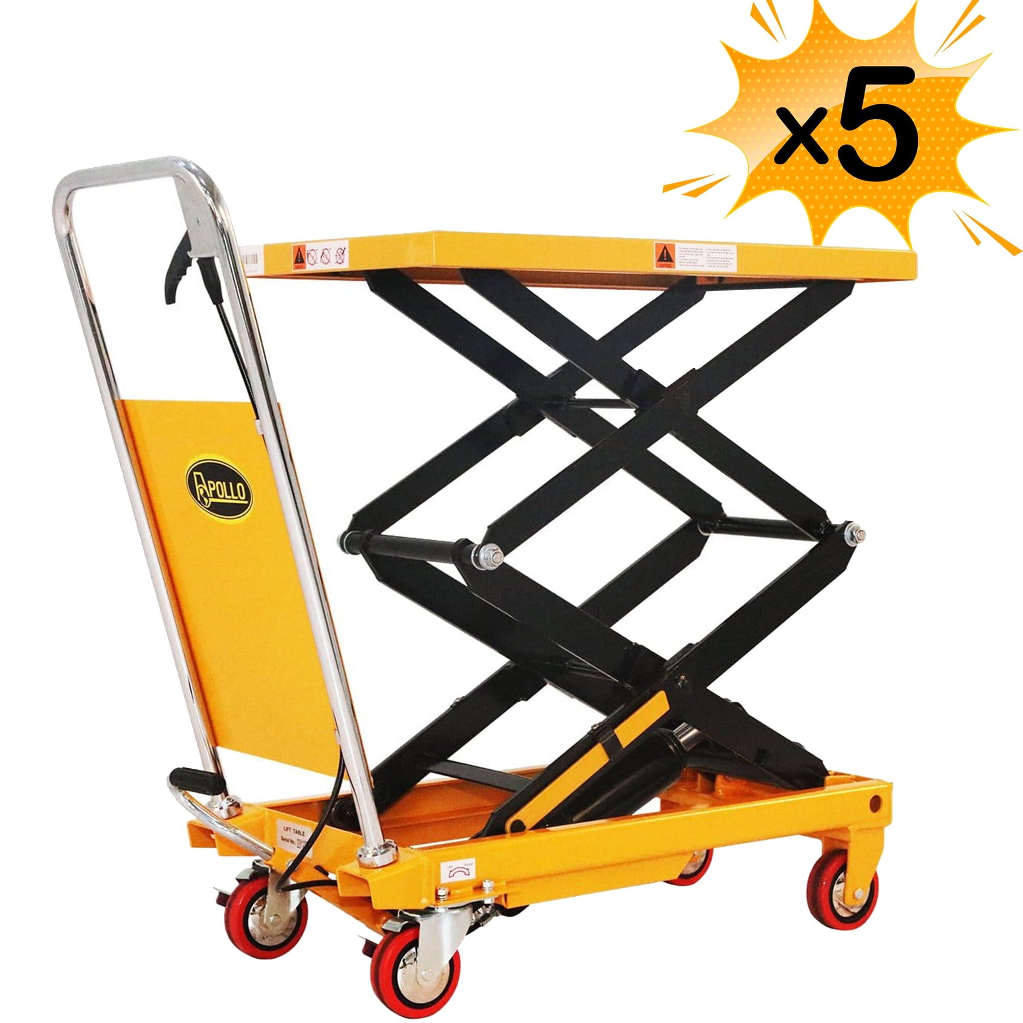 APOLLOLIFT 5PC Double Scissors Lift Table Portable Scissor Table Cart 770lbs 51.2" Lifting