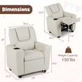 thumbnail image 3 of Costway Fauteuil Inclinable pour Enfants avec Porte-Gobelet et Poche Latérale Dossier Réglable Repose-Pieds Beige, 3 of 10