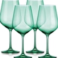 thumbnail image 4 of Set of Four Translucent Pale Green Large Wine Glasses, 4 of 6