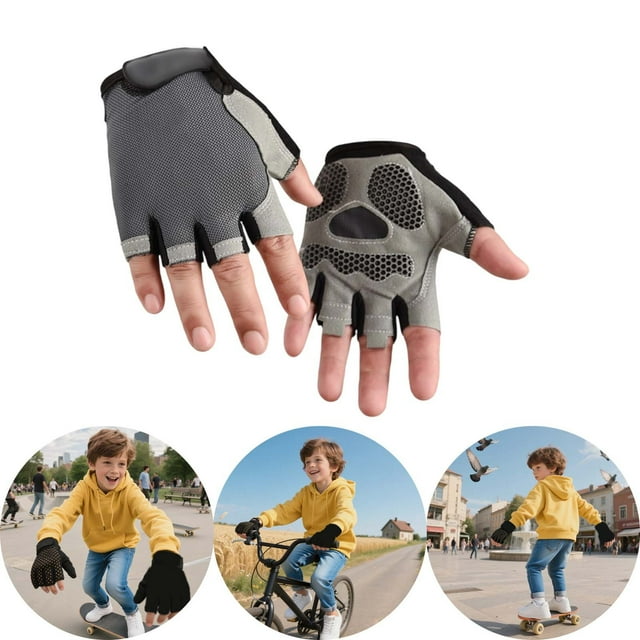 Gants pour Enfants pour Sports de Plein Air Cyclisme Demi-Doigt Gants d'Exercice pour Jeunes pour Enfants Actifs Design