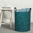 thumbnail image 6 of Goofa teal sparkling Printed Circular Hamper,Laundry Basket with Handles,Storage Baskets Foldable,Large Capacity Laundry Hamper-, 6 of 6