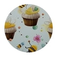 thumbnail image 4 of nygtbtfer  Fitted Round Tablecloth with Elastic Edge Wipe Clean Bee Easter Muffins Flowers Table Cloth for Outdoor/Indoor Use,Fits Round Tables 54-58, 4 of 8