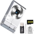 thumbnail image 1 of Cámara Digital FHD 1080P 50MP Vlogging con Tarjeta 64GB, Pantalla IPS de 2.4'', Zoom 16X, Anti-Shake y Disparo Continuo, Camara Fotografica Digicam Regalo para Niñas y Niños (Rosa),plata, 1 of 12