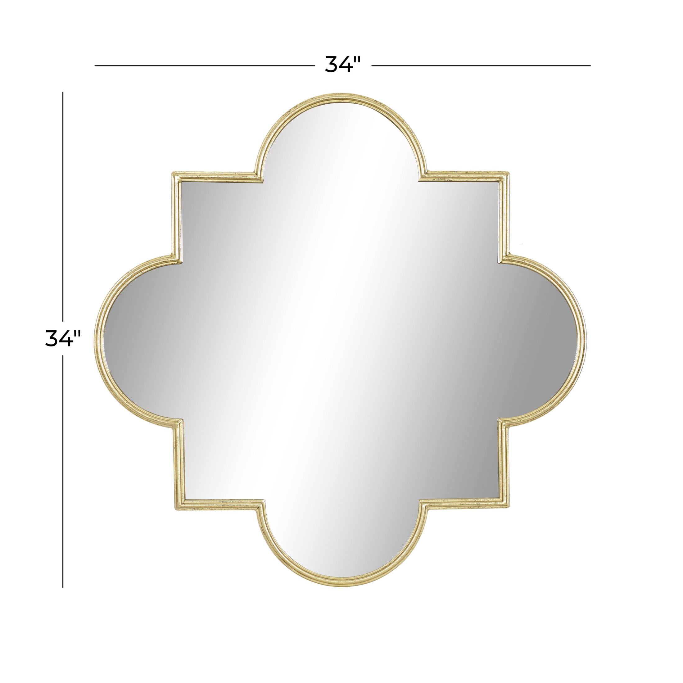 CosmoLiving by Cosmopolitan 34" x 34" Gold Quatrefoil Geometric Wall Mirror