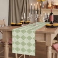 thumbnail image 2 of Sage Green Morocco Table Runner, Vintage Abstract Geometric Pattern Washable Cotton Linen Table Runners 36 Inches Long, Dresser Scarf Runner for Nightstand/End Tables/Round Tables 13''x36'', 2 of 9