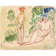 thumbnail image 2 of Ernst Ludwig Kirchner 24x20 Gold Ornate Framed and Double Matted Museum Art Print Titled - Two Bathers Near the Woods (1910-1911), 2 of 4