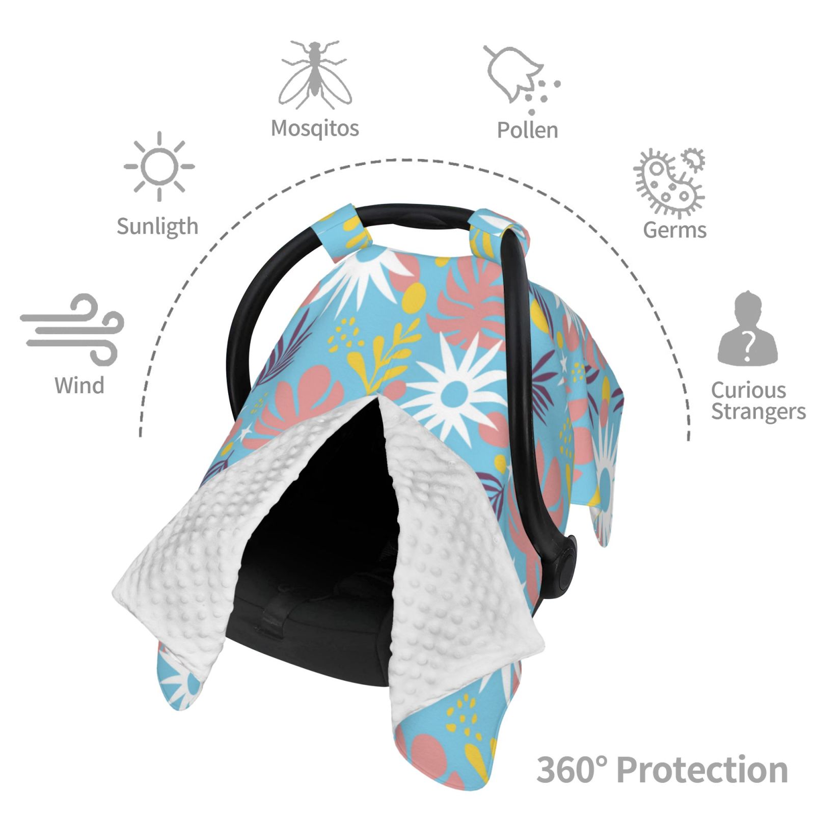 Car Seat Cover Baby - Summer Foliage Breathable Infant Car Seat Cover for Baby Carseat, Lightweight Comfort Baby Essentials Must Haves Newborn Stuff for Girl Boy